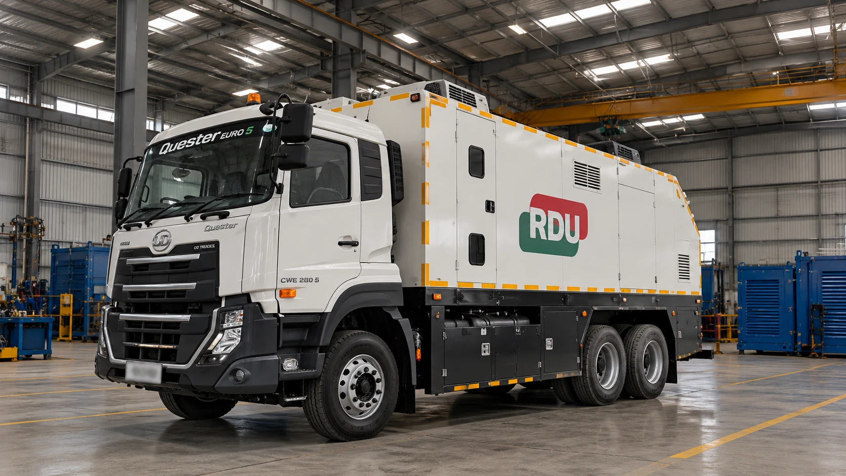 RDU wireline cabin truck in a fabrication workshop